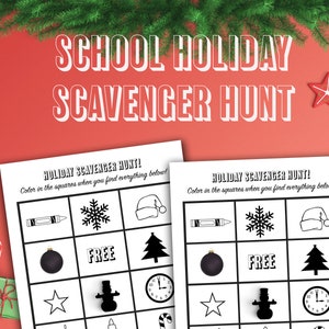Printable holiday Scavenger Hunt For Kids - Preschool, school class party holiday scavenger hunt