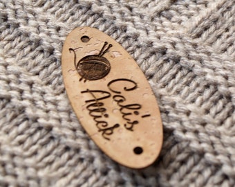 Vegan leather labels for knitted and crocheted items, custom clothing labels, leather labels, cork leather tags, vegan labels, 25 pc