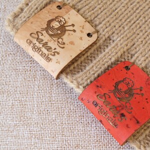 Center fold labels, labels for crochet, vegan cork leather labels, labels for knitting, labels for handmade items, clothing labels, 25 pc