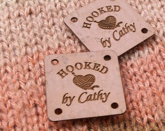 Clothing labels, knitting labels, vegan cork leather labels, leather labels, custom logo labels, crochet labels, leather tags, set of 25 pc