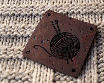 Custom clothing labels, cork leather labels, personalized labels, clothing labels, vegan leather labels, knitting labels