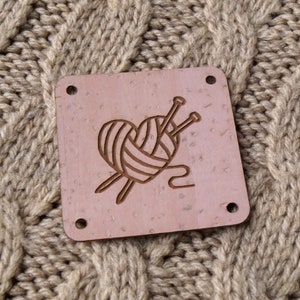 Knitting labels, custom product tags, clothing labels, vegan leather labels, cork leather labels, labels for handmade items, set of 25 pc