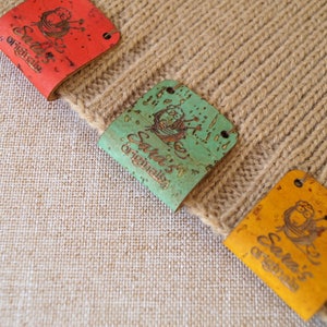 Center fold labels, labels for crochet, vegan cork leather labels, labels for knitting, labels for handmade items, clothing labels, 25 pc