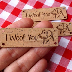 Labels for handmade items, vegan cork leather labels, custom clothing labels, product labels, labels for dog products, labels for baby items