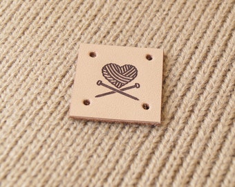Product tags, leather labels, labels for handmade items, knitting labels, product labels, crochet labels, leather tags, set of 25