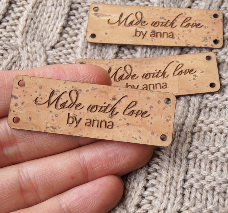 25 pc custom clothing labels made from vegan eco friendly sustainable cork leather personalized leather labels Round cork leather labels