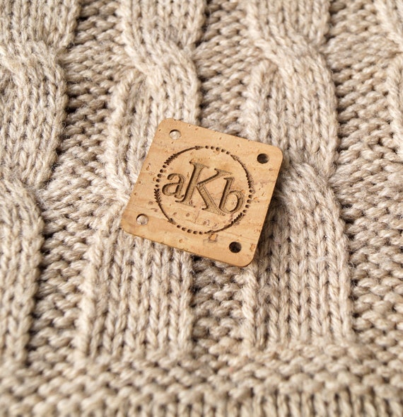 Clothing labels, knitting labels, vegan cork leather labels, leather labels, custom logo labels, crochet labels, leather tags, set of 25 pc