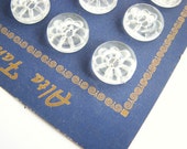 Vintage blouse buttons, 20 clear lucite plastic buttons with carved flower, 13 mm or 11 mm