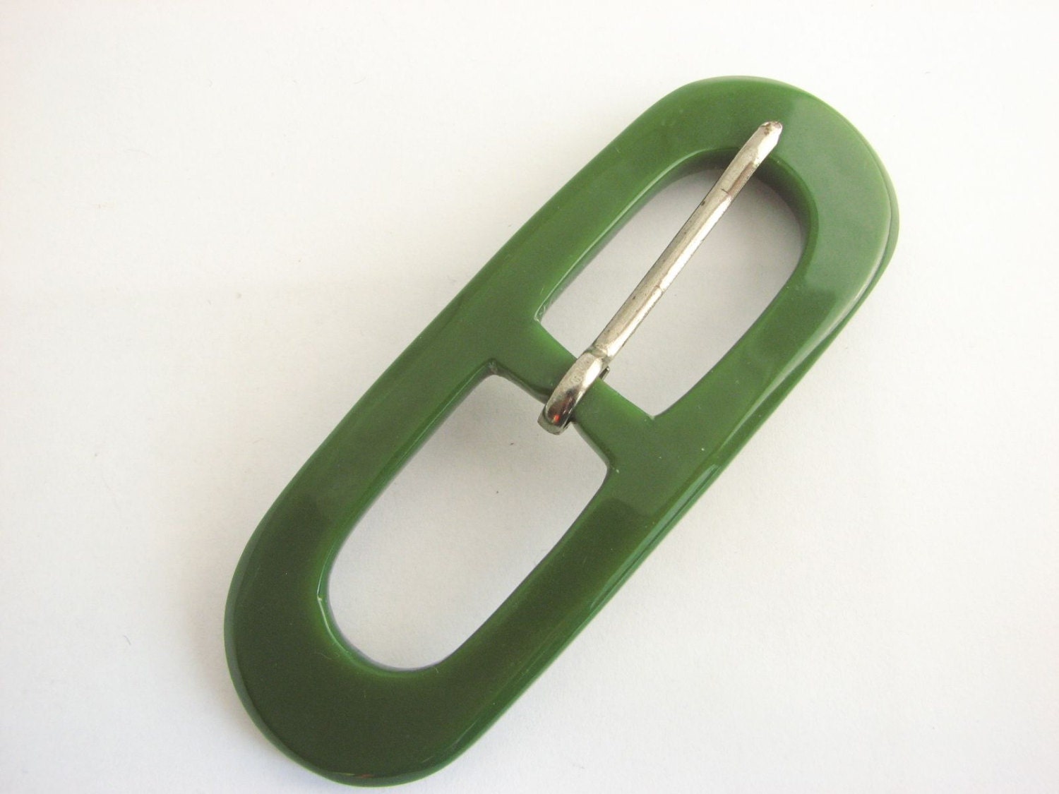 AgnesVintageButtons Large Green Buckle, Big Plastic Belt Buckle, Vintage Buckle for Slim Belts, Unused Vintage Supplies!