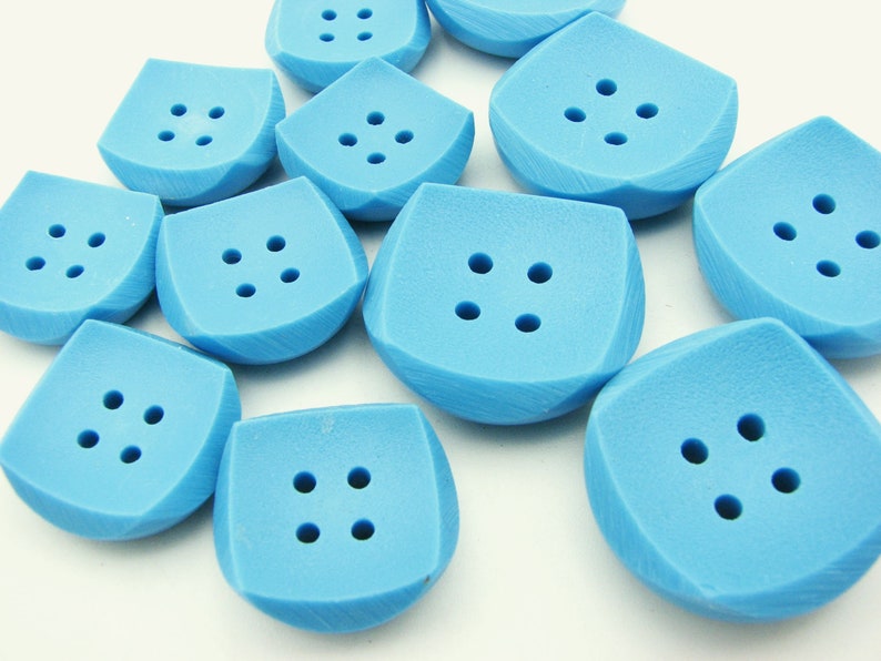 Vintage blue buttons in squared shape 22 mm and 28 mm 20 mm