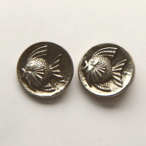 Reserved for Ana - Beautiful Vintage Metal Fish Buttons, Authentic from 1960s, unused!