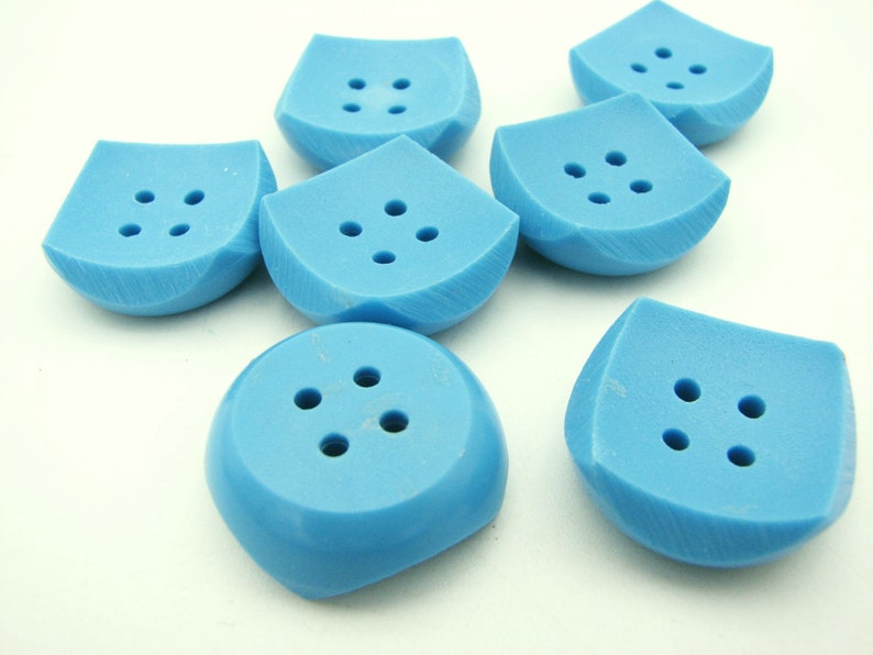 Vintage blue buttons in squared shape 22 mm and 28 mm 20 mm