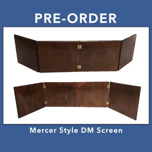 Pre-Order for a Mercer Style Polished Wood DM Screen  (Dungeon Master for Dungeon & Dragons RPG)