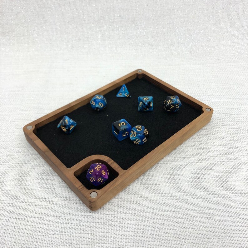 Walnut Hard Wood Dice Box With Dice Rolling Tray Lid Etsy