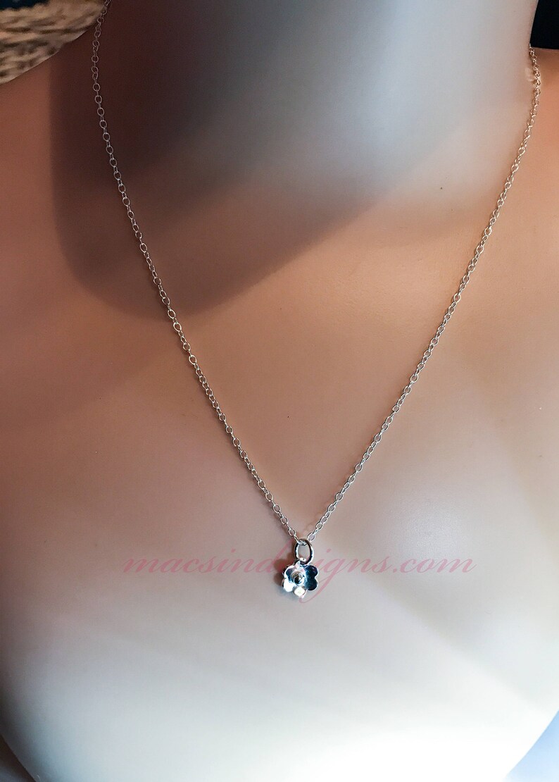 Silver Flower pendant for her handmade on sterling silver chain boho dainty necklace gift nickel free 925 pendant for her girlfriend gift