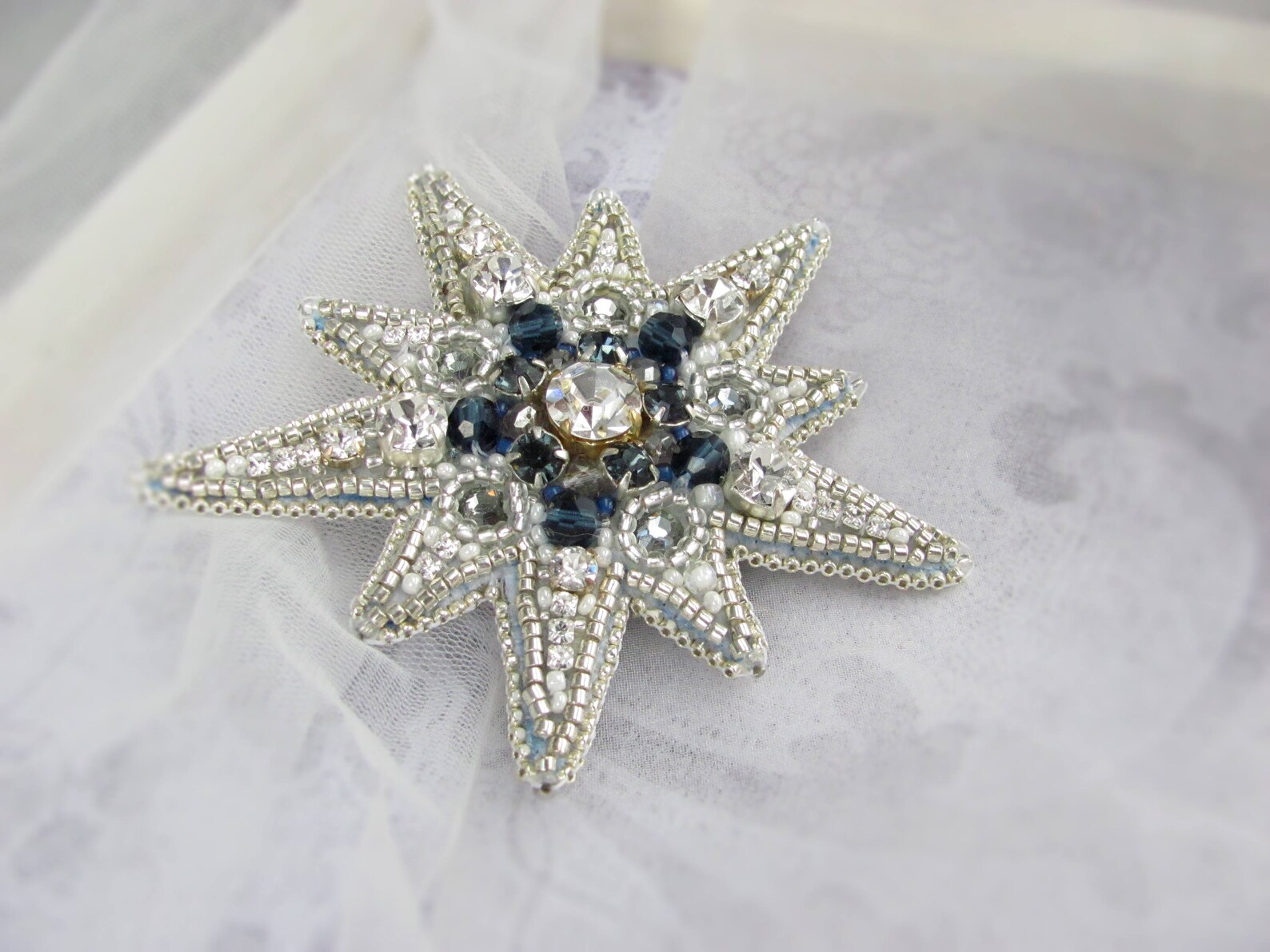 Silver star brooch Statement beaded brooch Boho jewelry Etsy