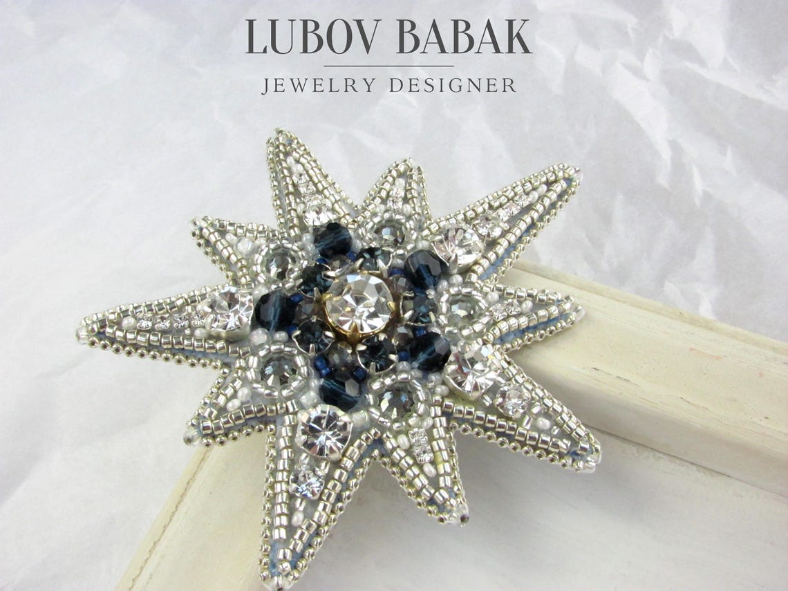 Silver star brooch Statement beaded brooch Boho jewelry Etsy