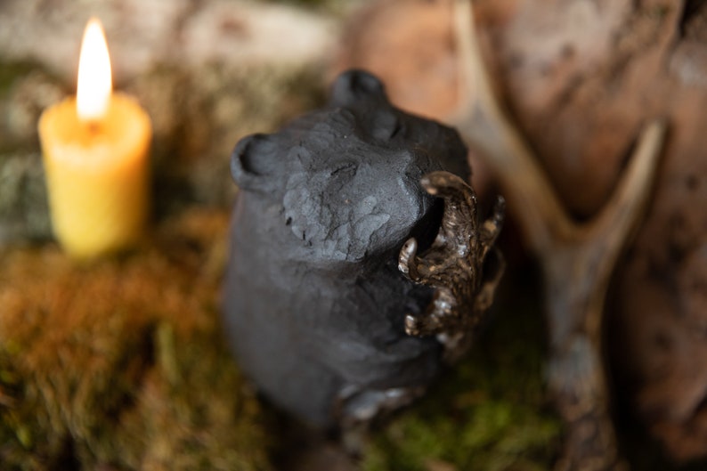 Forest Guardians. Bear ceramic candle holder image 3