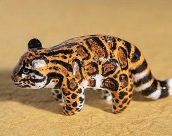 Cloud Leopard spirit. Polymer clay animal OOAK figurine, talisman, amulet. Native, folk, medicine, cat, pet, shamanism