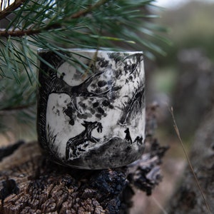 Forest stories ceramic cup. Wolf family in forest. Pottery image 4