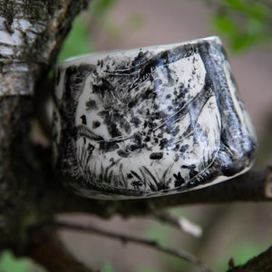 Forest stories ceramic cup, Fox family in forest. Pottery. image 6