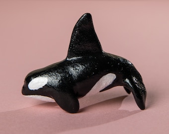 Orca totem . Polymer clay animal OOAK figurine, talisman, amulet. Native, folk, medicine, cat, pet, shamanism