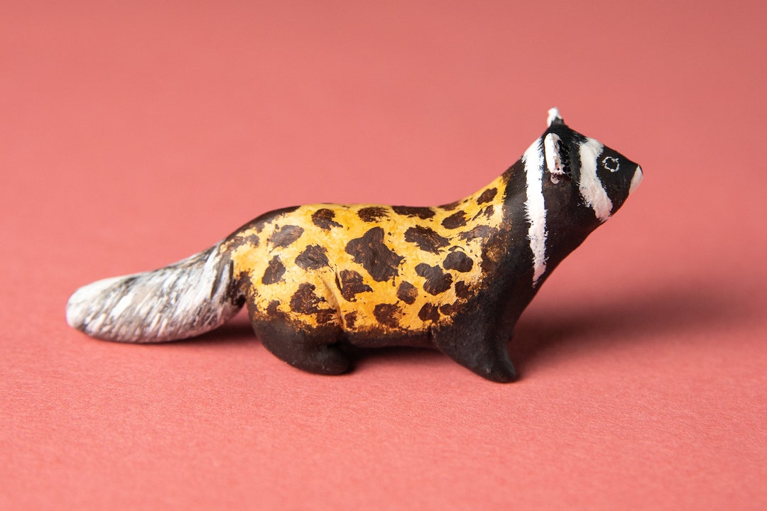 Lucky Marbled Polecat Animal Totem Polymer Clay Animal OOAK Figurine