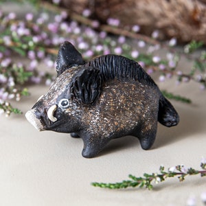 Boar animal totem Polymer clay animal OOAK figurine, talisman, amulet, sculpture, swine, pig image 2