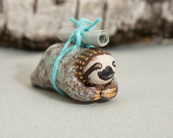 Sloth messanger totem. Polymer clay animal OOAK figurine, talisman, amulet. Native, folk, medicine.