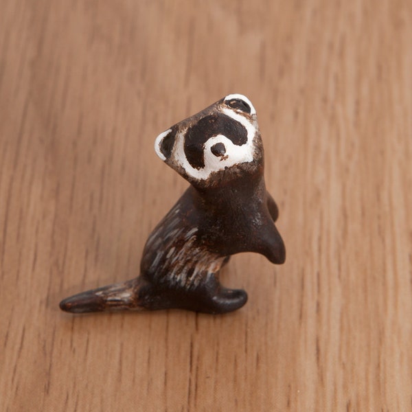 Ferret animal totem, polymer clay OOAK animal figurine, talisman