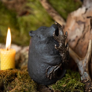 Forest Guardians. Bear ceramic candle holder image 4