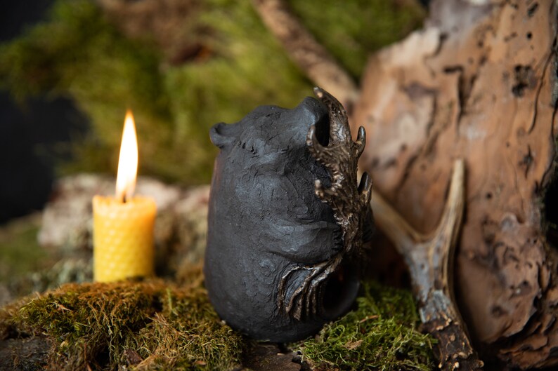 Forest Guardians. Bear ceramic candle holder image 4