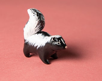 Skunk animal totem - Polymer clay animal OOAK figurine, talisman, spirit, amulet, medicine