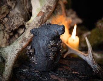 Forest Guardians. Boar ceramic candle holder