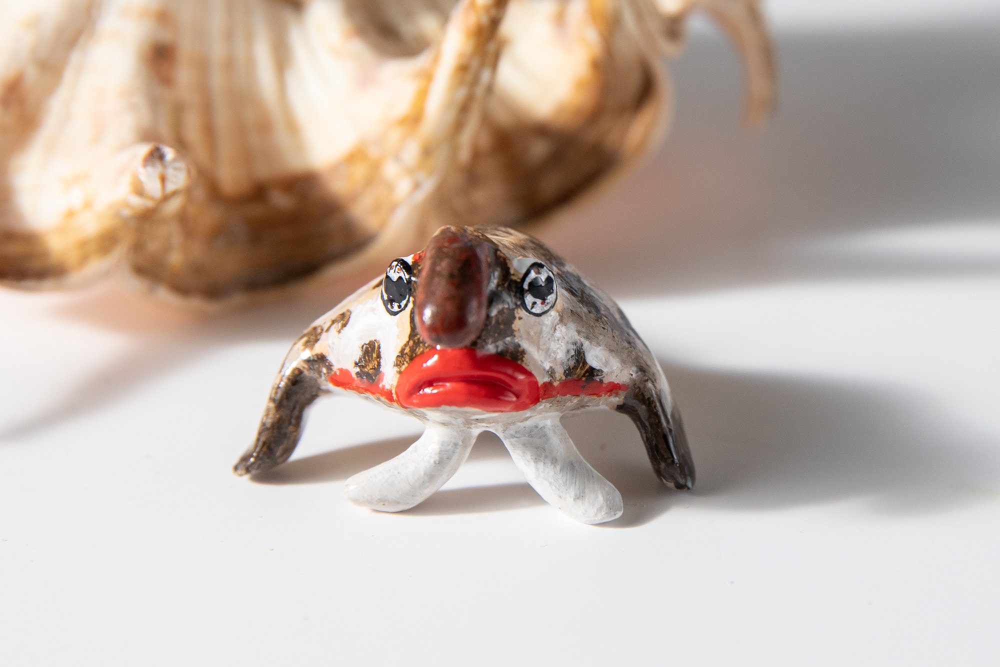 Red-lipped Batfish Totem. Polymer Clay Animal OOAK Figurine ...