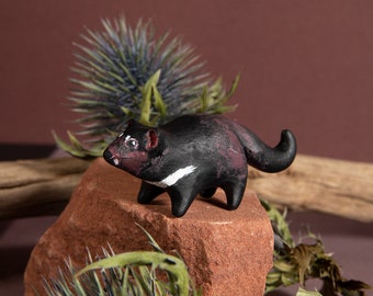 Tasmanian devil totem. Polymer clay animal OOAK figurine, talisman, amulet. Native, folk, medicine.