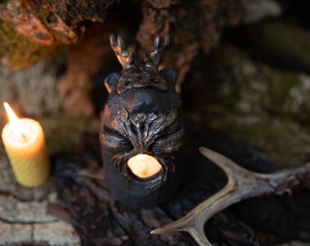 Forest Guardians. Bear ceramic candle holder