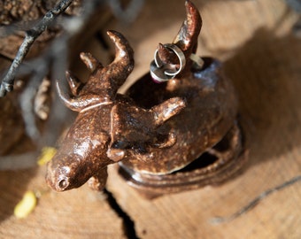 Moose totem jewelry box. Ceramic sculpture one of a kind, magic, witchcraft, animal totem, amulet, elk