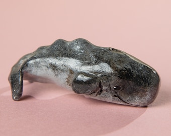Sperm whale totem. Polymer clay animal OOAK figurine, talisman, amulet. Native, folk, medicine, cat, pet, shamanism