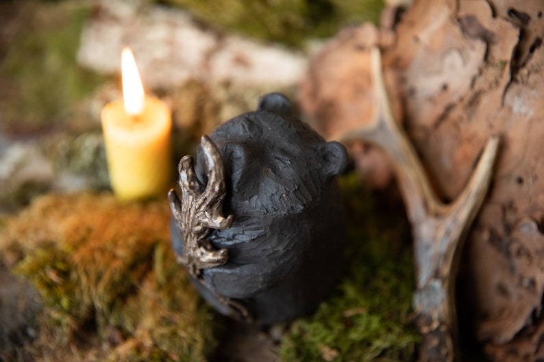 Forest Guardians. Bear ceramic candle holder image 2