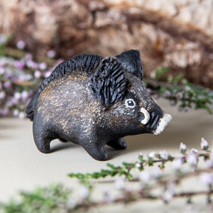 Boar animal totem Polymer clay animal OOAK figurine, talisman, amulet, sculpture, swine, pig image 1