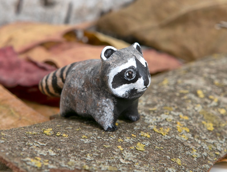 Raccoon Totem. Polymer Clay Animal OOAK Figurine Talisman Etsy