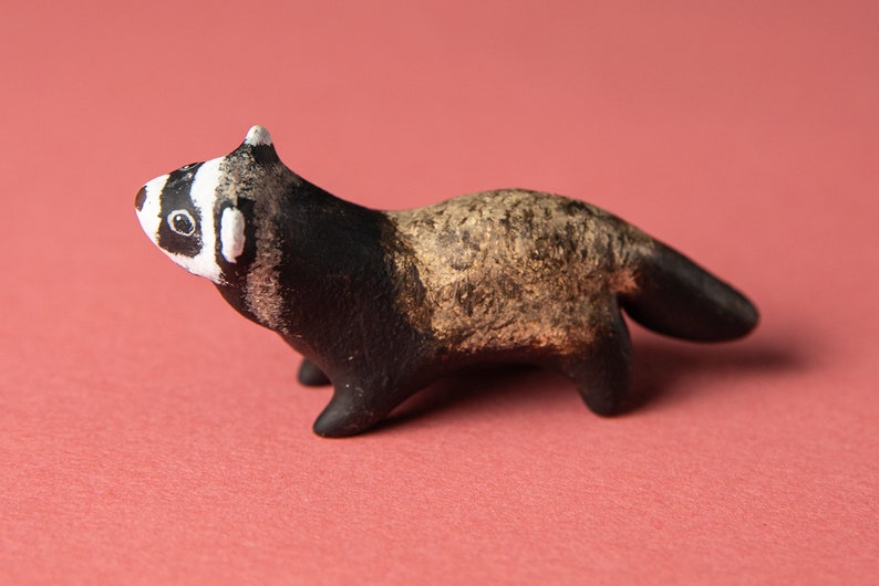 Ferret Animal Totem Polymer Clay Animal OOAK Figurine Etsy