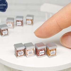 Set of Coffee Tins - 4 pcs - miniature handmade collector's item (1:12 scale)