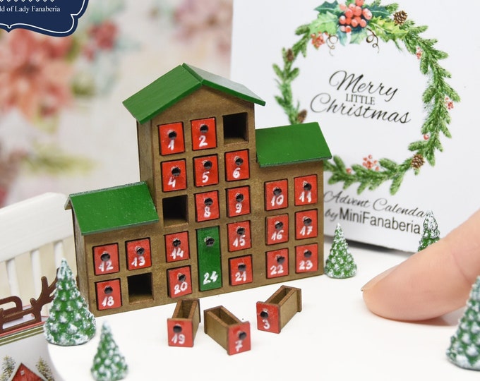 LAST ONE Advent Calendar With Pull Out 24 Drawers Christmas Miniature