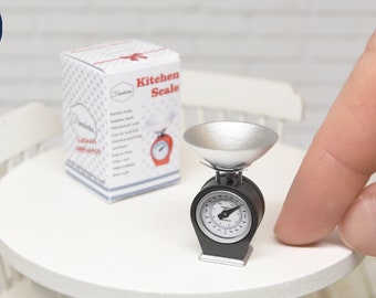 Kitchen scale with removable bowl (DARK GREY) - miniature handmade collector's item (1:12 scale)