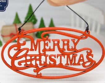 Merry Christmas hanging sign - miniature handmade dollhouse 1:12 scale