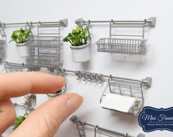 Hooks set (5pcs)- miniature handmade collector's item (1:12 scale) - wall storage system