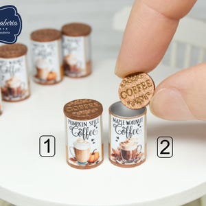 Coffee storage Tin -  Fall Halloween - miniature cookbooks handmade dollhouse 1:12 scale