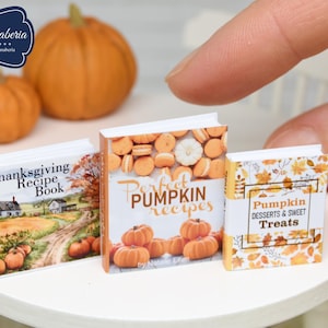 Miniature Books SET - Fall Autumn Thanksgiving Halloween -  miniature cookbooks handmade dollhouse 1:12 scale